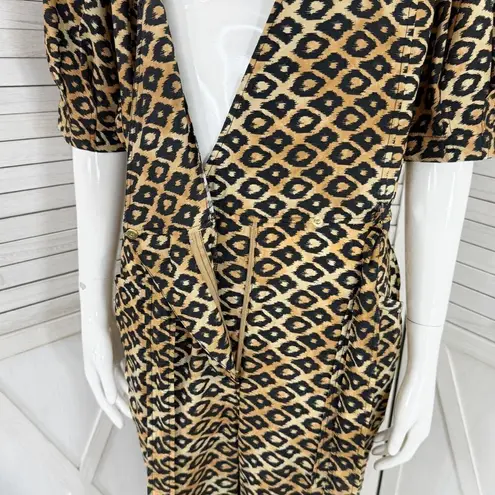 Scotch & Soda Jumpsuit Leopard Animal Print Puff Sleeve Utility Tan Black Medium