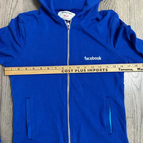Marine layer Facebook Employee Blue Full Zip Hoodie Thumb Holes Womens XS VTG