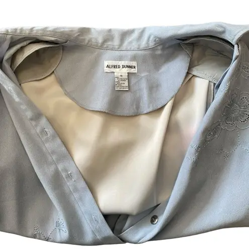 Alfred Dunner Long Sleeve Button Up Embroidered Lightweight Shirt Jacket