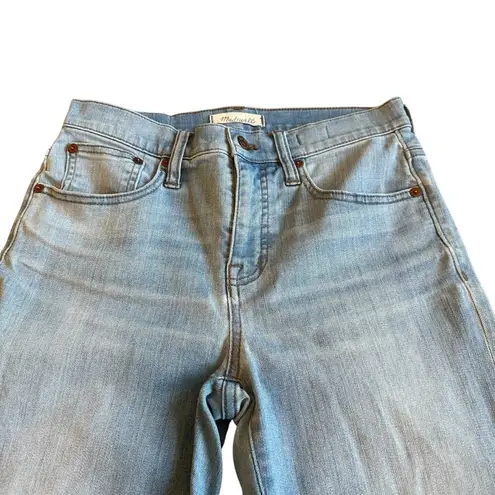 Madewell  Cai Demi-Boot Cut Jeans Pants Light Wash High Low Raw Hem Size 26 Women