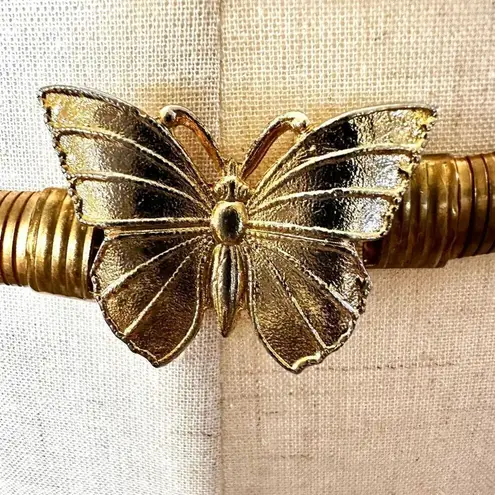 Vintage Gold Tone butterfly Stretch Waist Belt Gold