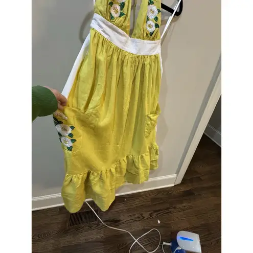 Fanm Mon Yamile Floral Embroidered Halter Tie Neck Midi Dress Size XS