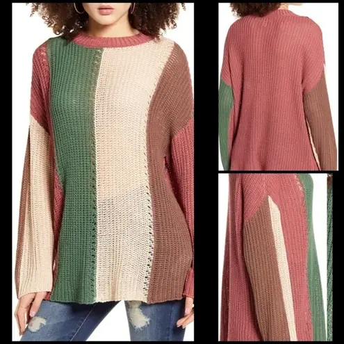 Band of Gypsies  Rosa Color Block Sweater Size S