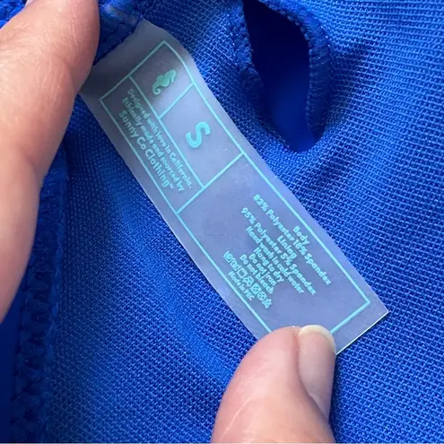 Sunny Co Bikini Top strappy halter womens Blue (small) swim bright vacation pool