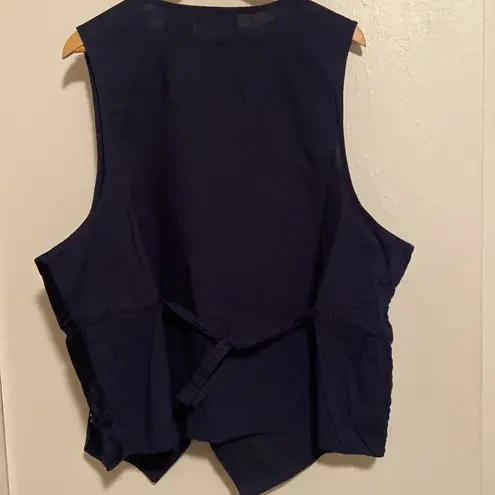 Holiday Velvet Appliqué Suede Vest Blue Size 2X