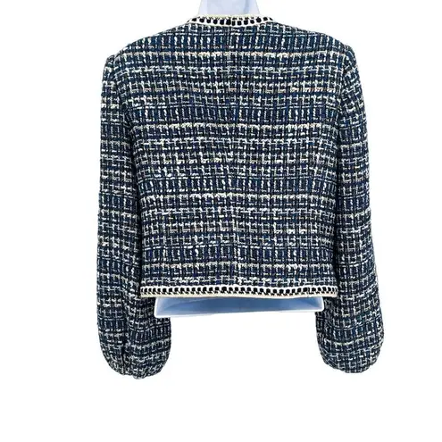 Veronica Beard Brim Tweed Button Blazer Jacket Coat Bell Sleeve Collarless 4