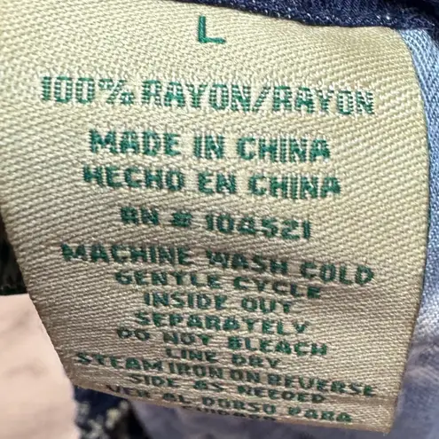 Havana Jacks Cafe Tropical Palm Tree Print Rayon Lounge Pants Womens Size L Blue Size L