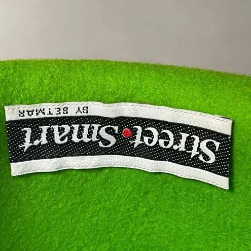 Vintage Felt Wool Hat Women Bright Green Black Velvet Brim Halloween Costume