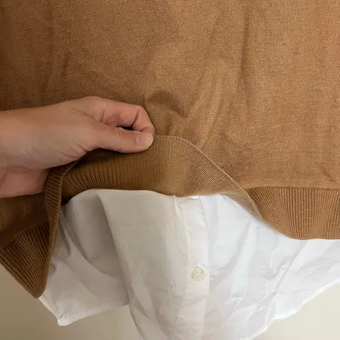 STAUD Women’s Mixed media shirt dress XS Brown