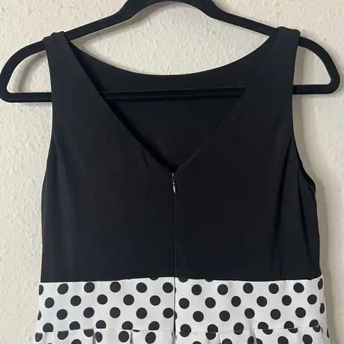 Ralph Lauren Lauren  Fit and Flare Black White Polka Dot Retro Mini Dress Size 6P