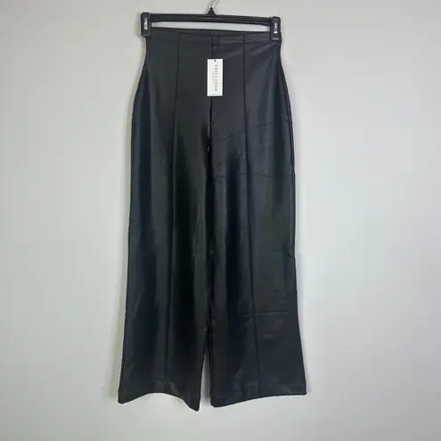 NEW Ripley Rader Black Vegan Leather Straight Leg Pant: Cropped Size 3 (Medium)