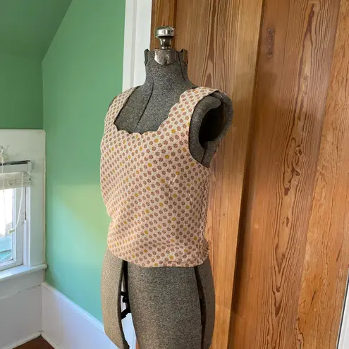 Monteau Scalloped Square Neck Retro Y2K Style Floral Dot Tank - Size Large