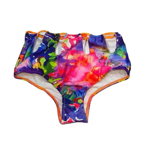 NEW Robb Lulu S High Waist Bikini Bottom Groovy Lucy High Pant Cutout Swimwear Purple