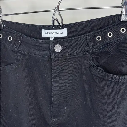 We Wore What Black Utility Straight Leg Cargo Pants Silver Hardware Size 28