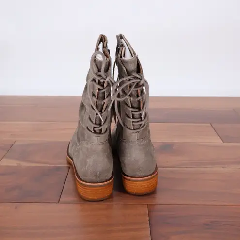 Sofft Sharnell Low Waterproof Taupe Suede Lace Up Side Zip Boots Women's Size 8 Tan