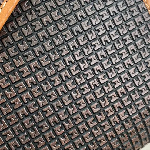 Vintage TED LAPIDUS Paris Embossed Leather Monogram Envelope Clutch Bag 8”X12” Black