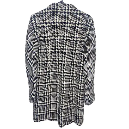 Anne Klein VTG  plaid wool trench coat size 4 black classic