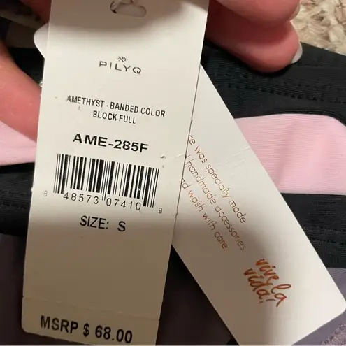 PilyQ NWT Women's Amethyst Color Block Banded Full Swim Bottom- Size Small