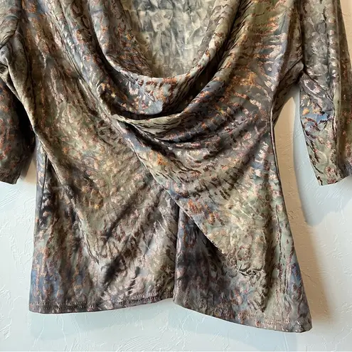 Y2k metallic cheetah 90s spice print animal mob boss cowl neck rachel copper low Brown Size L