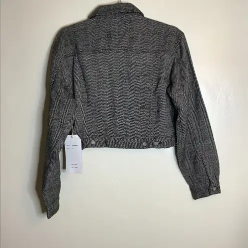 Nothing but a squeeze Women Tweed cropped button down Collared Jacket SZ.Lrg NWT Brown Size L