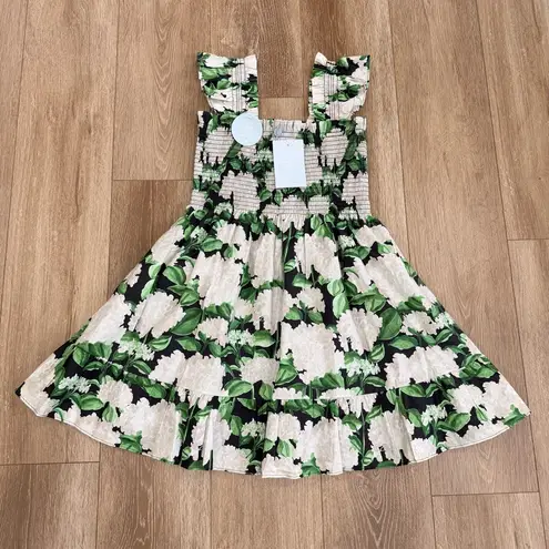 NWT Hill House The Elizabeth Nap Dress Floral Smocked Night Bloom Size Medium Black