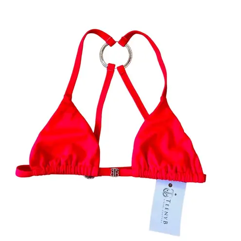 New TeenyB 3 Rings Triangle Bikini Red Thrills Top Rhinestones Women's Size L Size L
