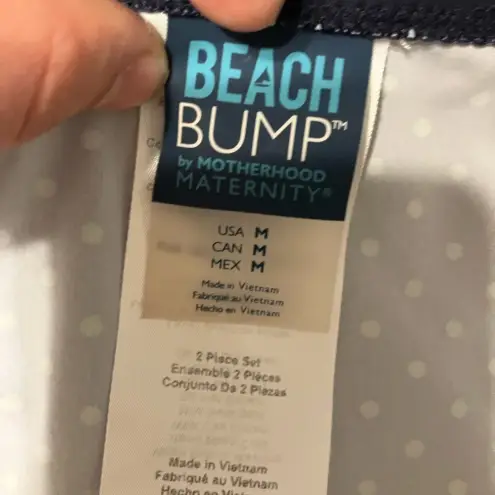 Motherhood Maternity Tankini Medium Blue Polka Dots