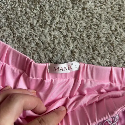 MANER Fringe Skirt Stretchy Sparkly Tassel Mini Skirt Pink Pony Club Swiftie Size L