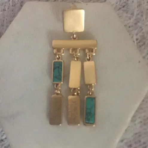 The Bar New Stunning Turquoise Colored Accented Chandelier Earrings