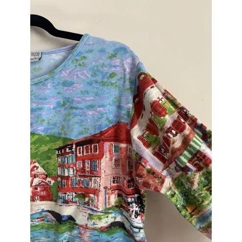 Y2K Take Two Womens Large Shirt Cityscape Waterfront Venice Graphic T 90s 2000s Pink