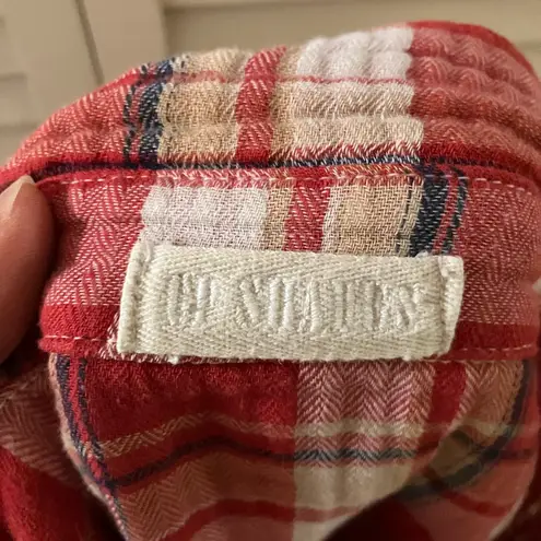 CP Shades Red Plaid and Gingham Gauze Cotton Button Down