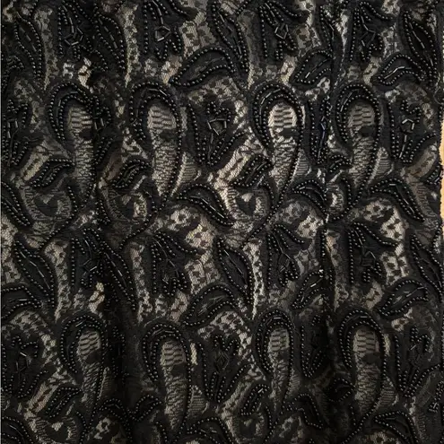 Vintage Stenay Size Small Beaded High Halter Scalloped Neckline Fancy Prom Gown Black