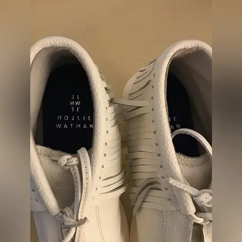 Hollie Watman women white leather fringe platform moccasin sneakers Size9.5 Size 9.5