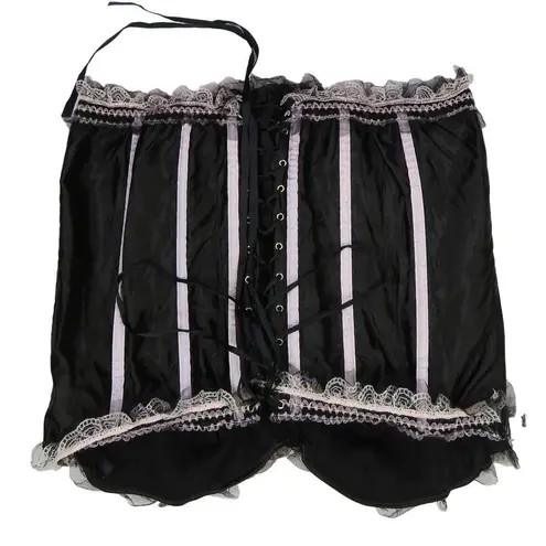 Sunnywood Coquette Black and Pink Lace Up Corset Bustier Top with Bows 6XL Size 5X