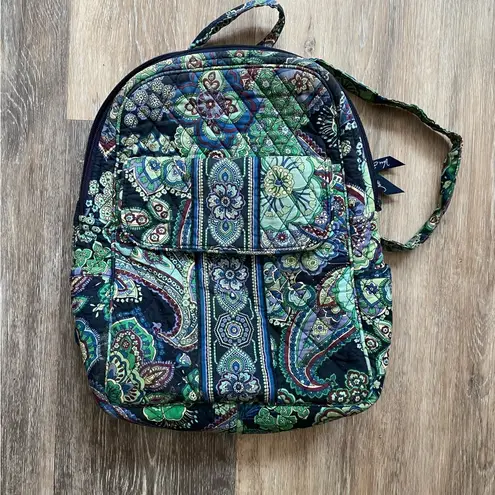 Vera Bradley  Blue‎ Rhapsody Paisley Floral Quilted Cotton Backpack Travel Bag