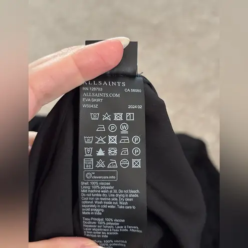 All Saints Black Eva Tiered Midi Skirt