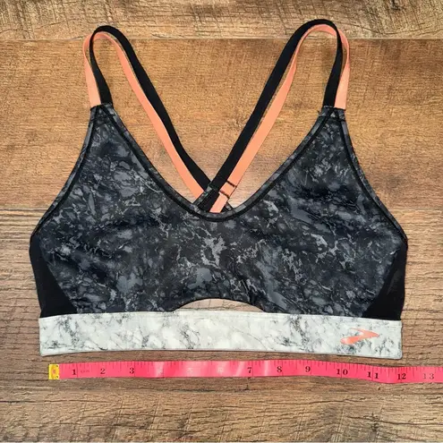 Brooks  Black and Gray Marble Print Women's Sports Bra