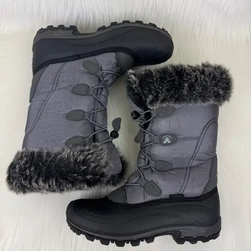 Kamik Women's Momentum Pull on Fur Trim Snow Boot Shoes Size 8 Charcoal Grey