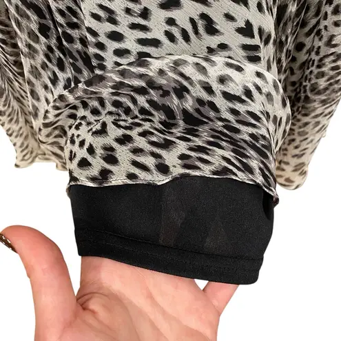 Tadashi Collection Silk Leopard Print Midi Dress Ruched V