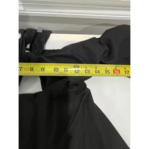 Charlie Holiday Black Puff Sleeve Tie Front Mini Dress XS Smocked Back Cutout