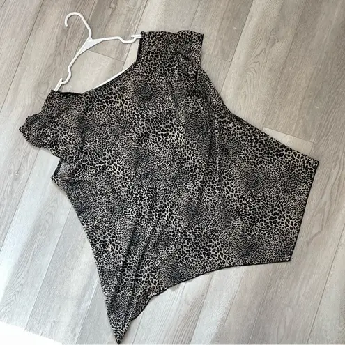 Vintage Babydoll Top Black (size 3x) y2k leopard animal print asymmetrical party