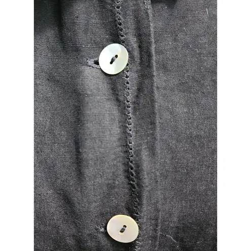 Evan Picone Evan-Picone Black Linen Blend Button Down Shirt Dress Professional Work Wear 12