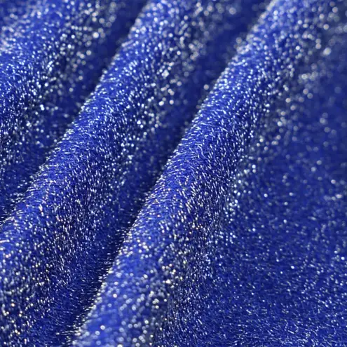 Berlook Navy Lurex Underwire Bikini Top and Navy Solid Lurex Bikini Bottom 32 Blue Size L