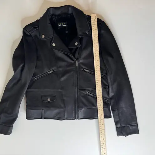 The Kooples Sport Womens Moto Jacket Sz Medium Black Faux Fur Lined Grunge Goth