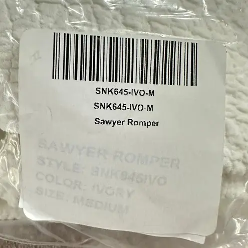 GIGI C Sawyer Romper Women's Medium Ivory Sleeveless Scoop Back Cutout Short New White