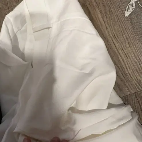 Commense Wide Leg Pleated White Cotton Pants High Waist Pants Size M Size M