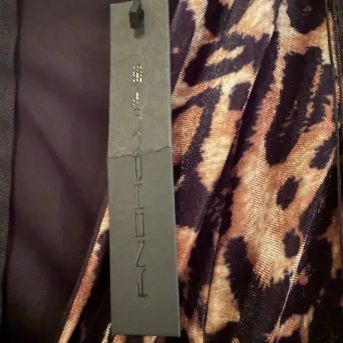 Symphony Animal Print Fringe V-Neck Bodycon Mini Dress Womens Small Brown Black