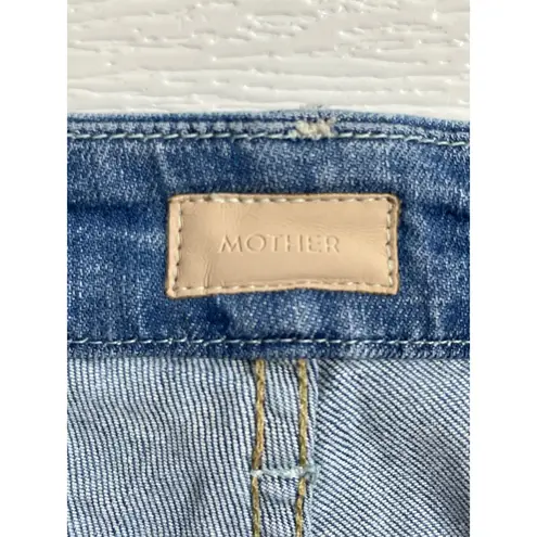 MOTHER Jeans HW Looker Ankle Fray in Jumping Off Swings Size 30 Denim Raw Hem Blue