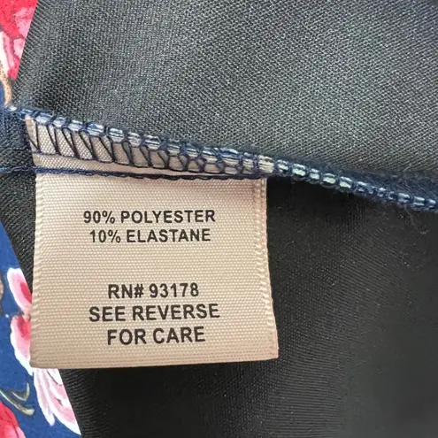 Philosophy Bold Floral Pencil Skirt Navy Stretch Workwear Size 10 Midi Workwear Blue