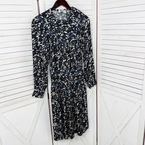 Coach  Yoke Static Pattern Jacquard Long Sleeve Midi Dress Back White 0